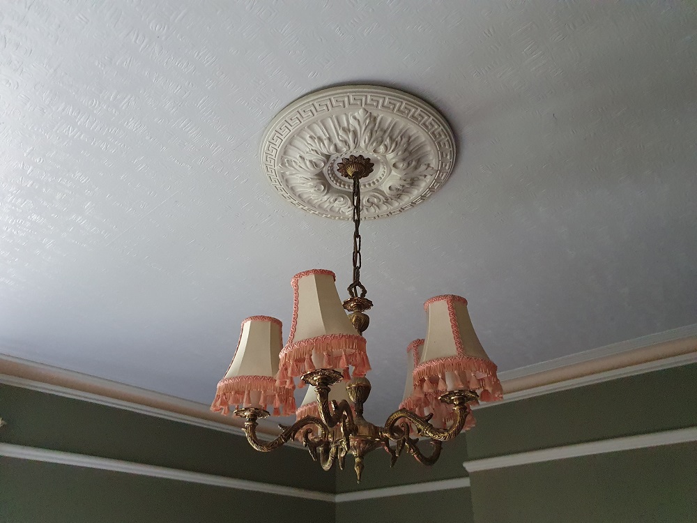 What To Do With A Wallpapered Ceiling, Ceiling Rose To Chandelier Ratio